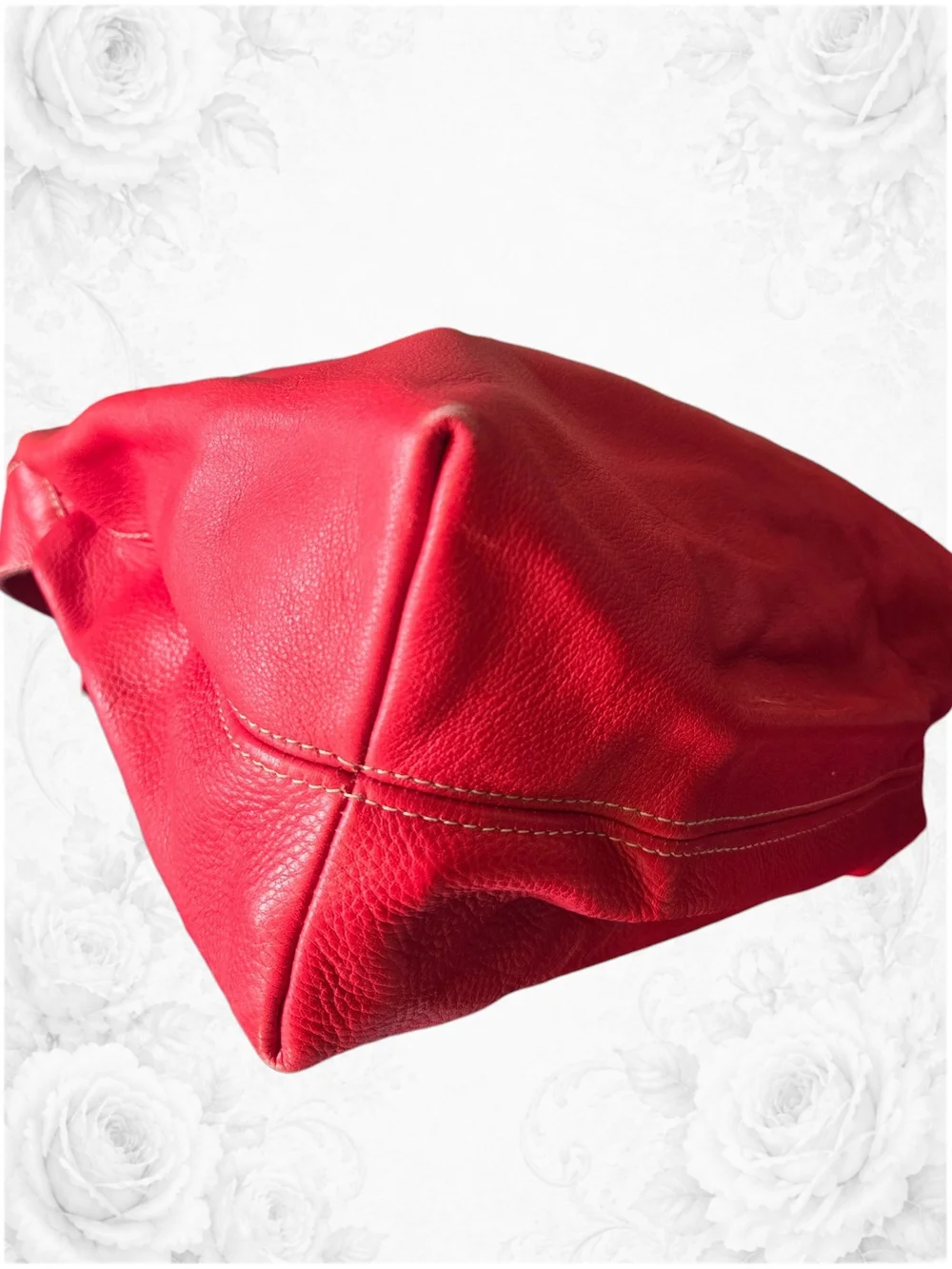 Roots Red Leather Hobo Shoulder Bag